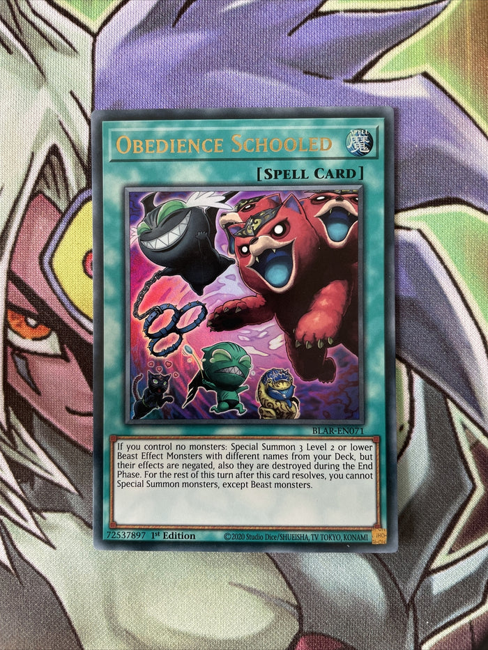 BLAR-EN071 Obedience Schooled Ultra Rare 1st Edition NM Yugioh Card