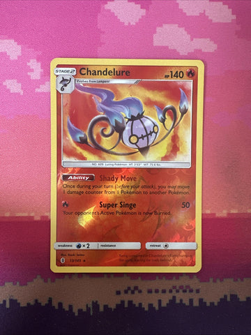 Pokemon Card Chandelure Guardians Rising Reverse Holo Rare 13/145 Near Mint