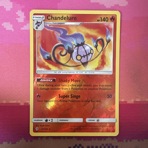Pokemon Card Chandelure Guardians Rising Reverse Holo Rare 13/145 Near Mint