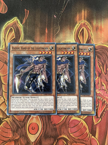 SDRR-EN021 Yugioh Raiden, Hand Of The Lightsworn x3 Playset