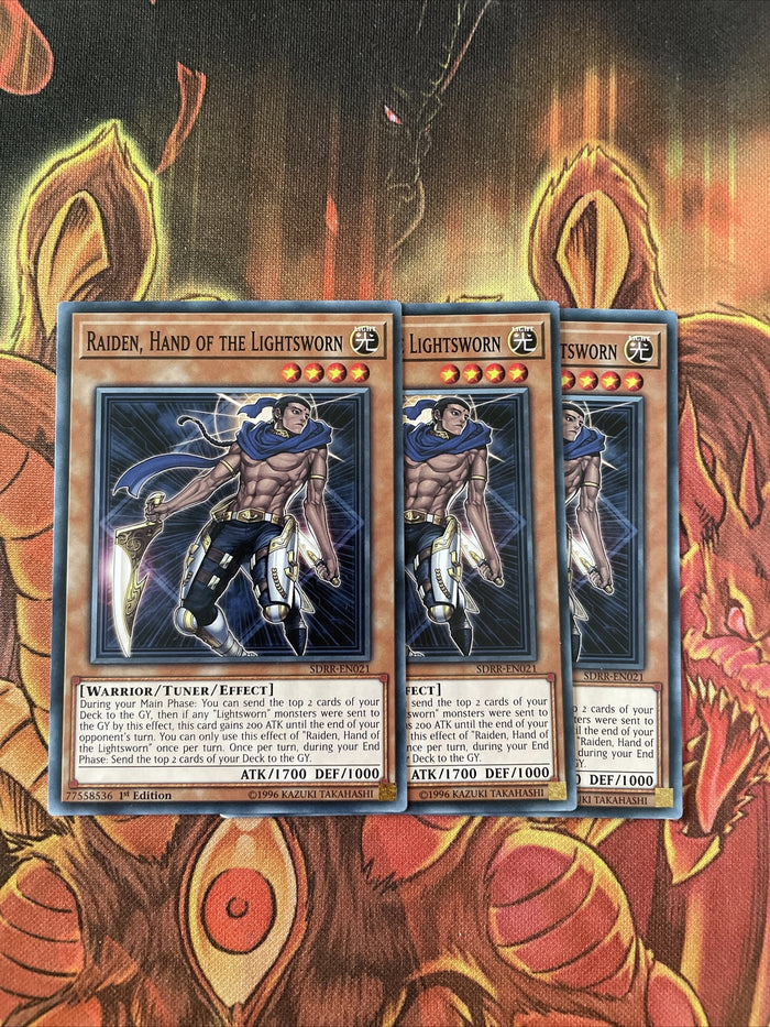 SDRR-EN021 Yugioh Raiden, Hand Of The Lightsworn x3 Playset