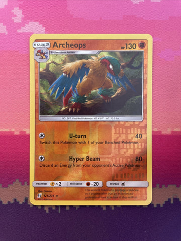 Pokemon Card Archeops Unified Minds Reverse Holo Rare 121/236 NM
