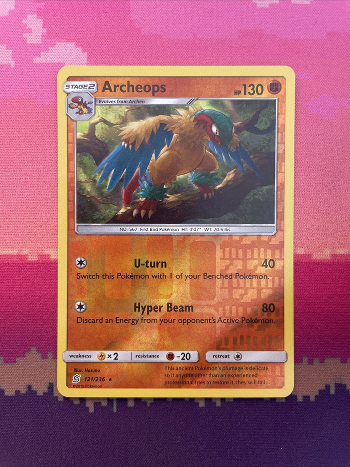 Pokemon Card Archeops Unified Minds Reverse Holo Rare 121/236 NM