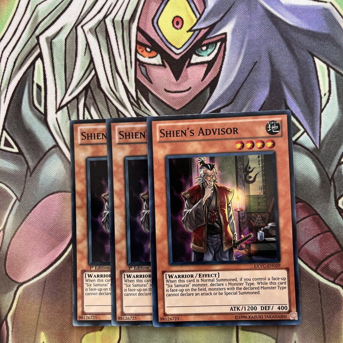 EXVC-EN029 x3 Shien's Advisor Super Rrae Excellent Condition Yugioh