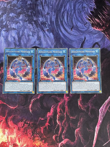 FLOD-EN043 3 x KNIGHTMARE MERMAID - Rare 1st Edition YuGiOh