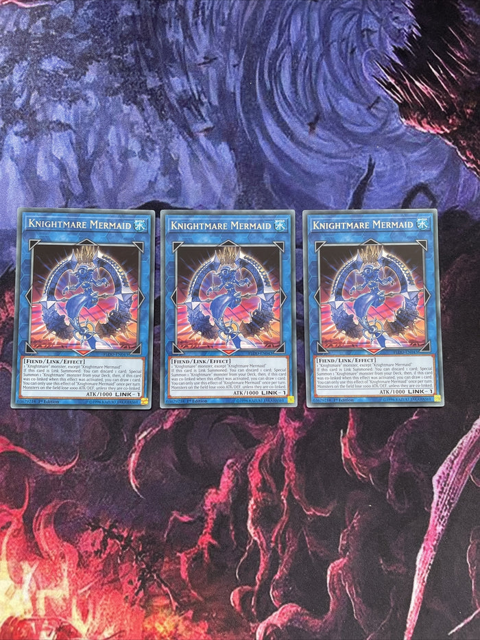 FLOD-EN043 3 x KNIGHTMARE MERMAID - Rare 1st Edition YuGiOh