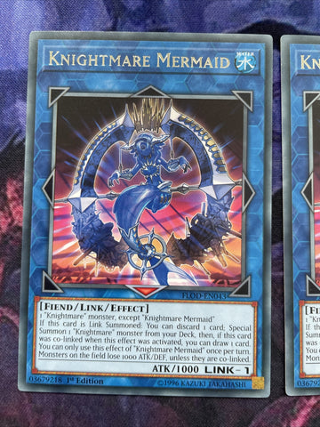 FLOD-EN043 3 x KNIGHTMARE MERMAID - Rare 1st Edition YuGiOh (back)