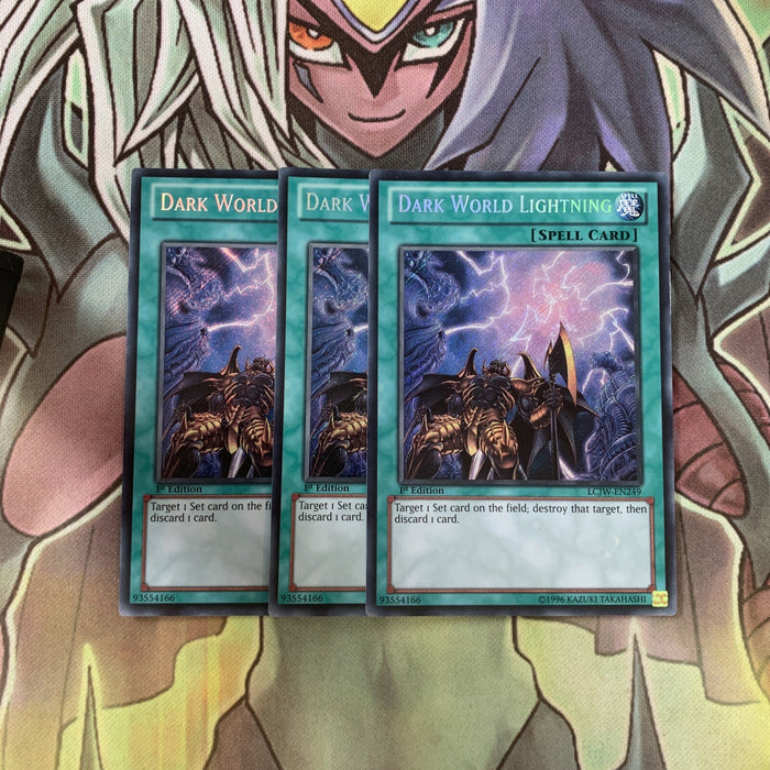 LCJW-EN249 x3 Dark World Lightning Secret Rare Excellent Condition Yugioh