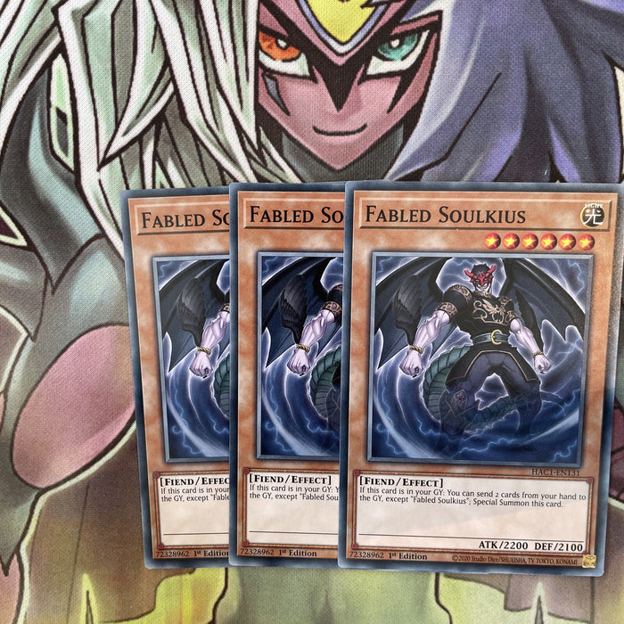 HAC1-EN131 x3 Fabled Soulkius Common Excellent Condition Yugioh