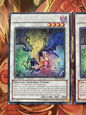 PRIO-EN055 YuGiOh PHONON PULSE DRAGON Rare 1st Edition x3 (back)
