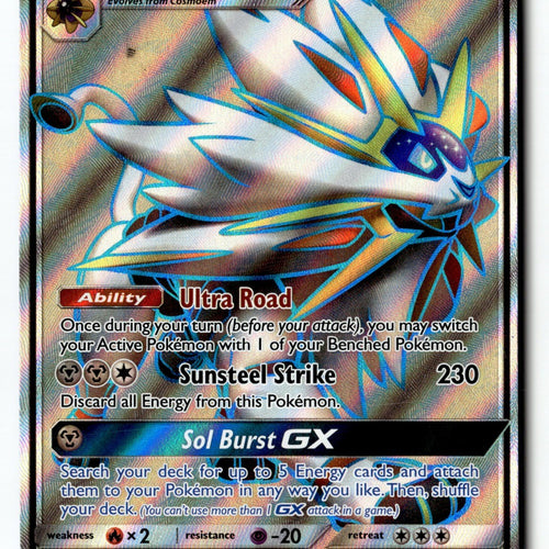 Pokemon Card Solgaleo GX (Full Art) Holo LP SM Base Set 143/149