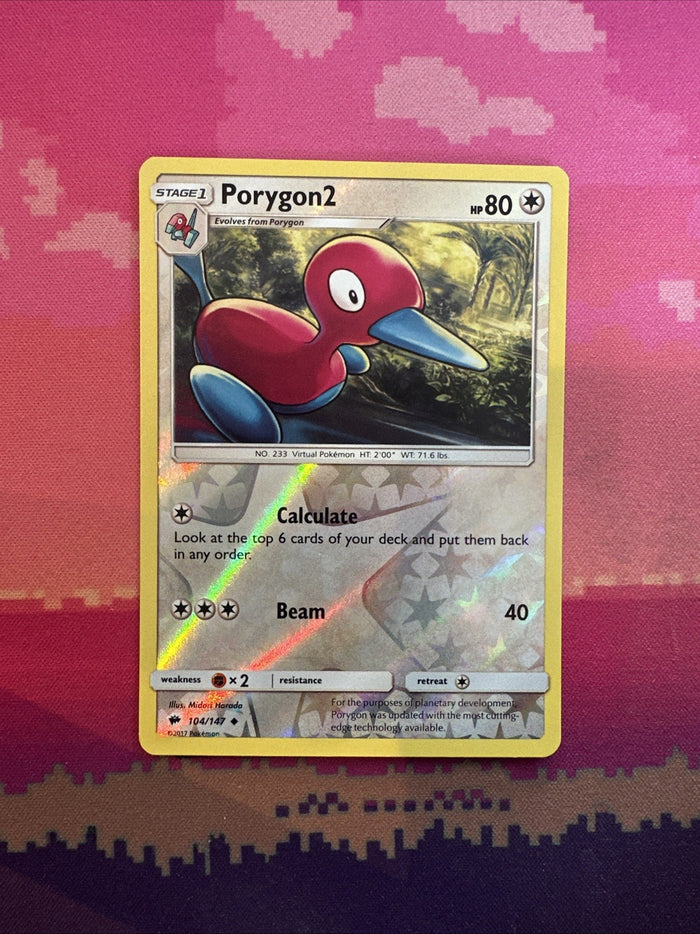 Pokemon Card Porygon2 Burning Shadows Reverse Holo Uncommon 104/147 Near Mint