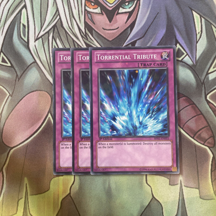 BP01-EN051 x3 Torrential Tribute Starfoil Excellent Condition Yugioh