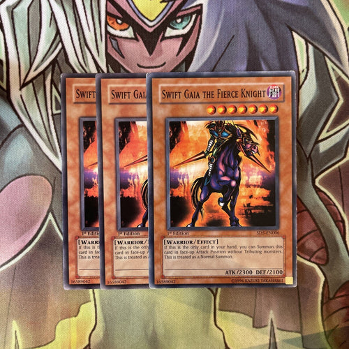 SD5-EN006 x3 Swift Gaia the Fierce Knight Common Excellent Condition Yugioh