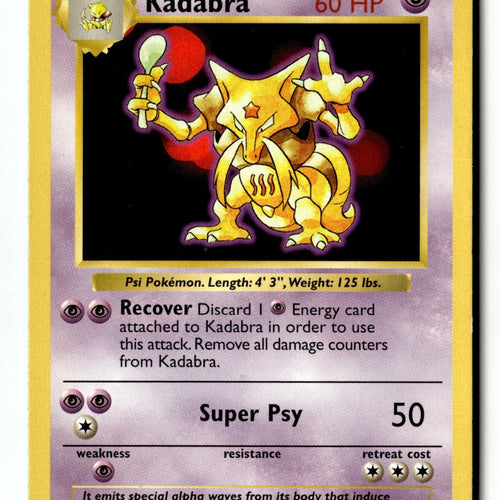 Pokemon Card Kadabra Unlimited LP Base Set Shadowless 032/102