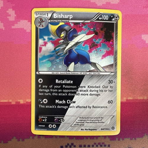 Pokemon Card Bisharp Steam Siege Cosmo Holo Rare 64/114 NM