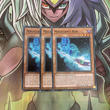 LEDD-ENA05 x3 Magician's Rod Common Excellent Condition Yugioh