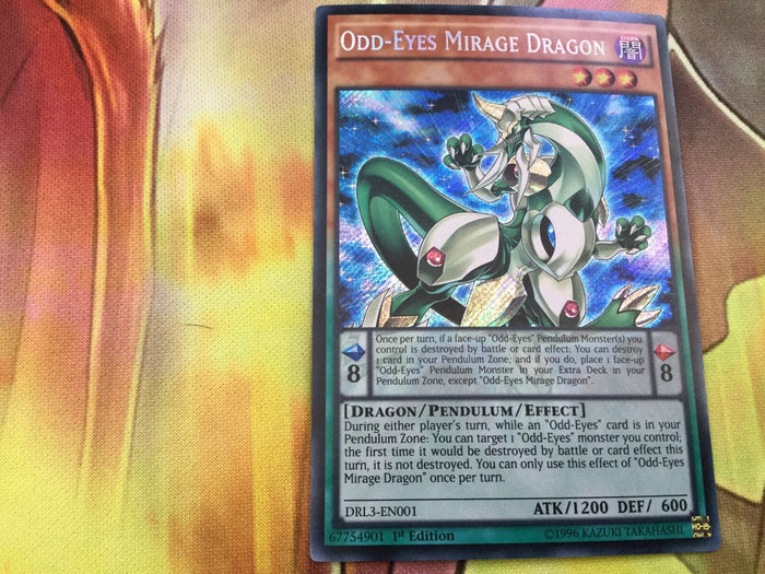 DRL3-EN001 Odd-Eyes Mirage Dragon Secret Rare 1st edition YuGiOh NM/VLP
