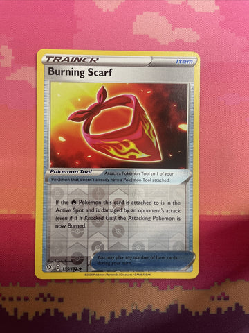 Pokemon Card Burning Scarf Rebel Clash Reverse Holo 155/192 Near Mint