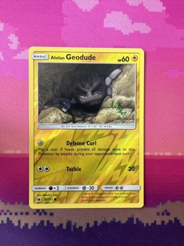 Pokemon Card Alolan Geodude Crimson Invasion Reverse Holo 32/111 Near Mint