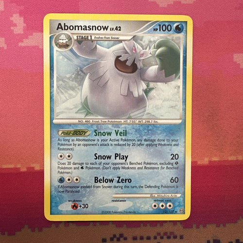 Pokemon Card Abomasnow Stormfront Rare 12/100 Near Mint
