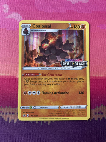 Pokemon Card Coalossal SWSH024 Black Star Promo STAMPED Rebel Clash Near Mint