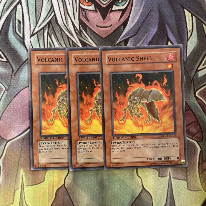 GLD2-EN024 x3 Volcanic Shell Common Excellent Condition Yugioh