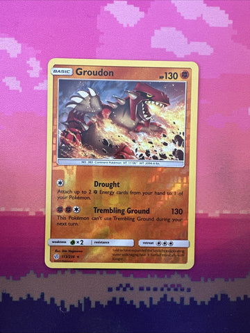 Pokemon Card Groudon Cosmic Eclipse Reverse Holo Rare 113/236 Near Mint