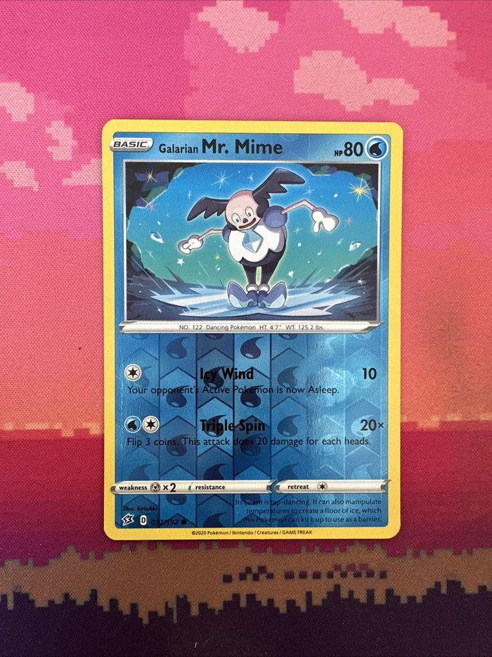 Pokemon Card Galarian Mr. Mime Rebel Clash Reverse Holo 037/192 Near Mint