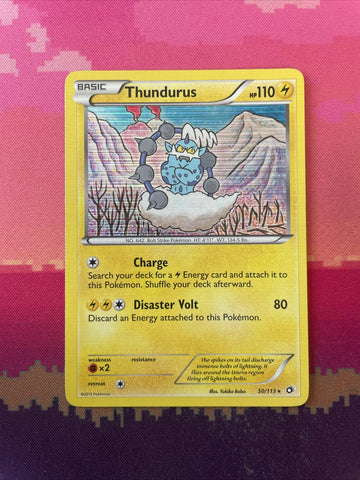 Pokemon Card Thundurus Legendary Treasures Holo Rare 50/113 Near Mint