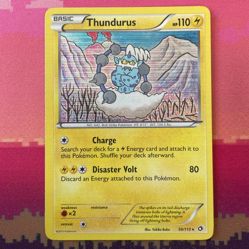 Pokemon Card Thundurus Legendary Treasures Holo Rare 50/113 Near Mint