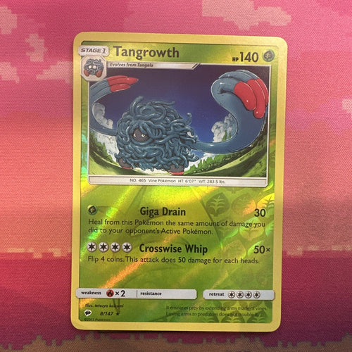Pokemon Card Tangrowth Burning Shadows Reverse Holo Rare 8/147 Near Mint