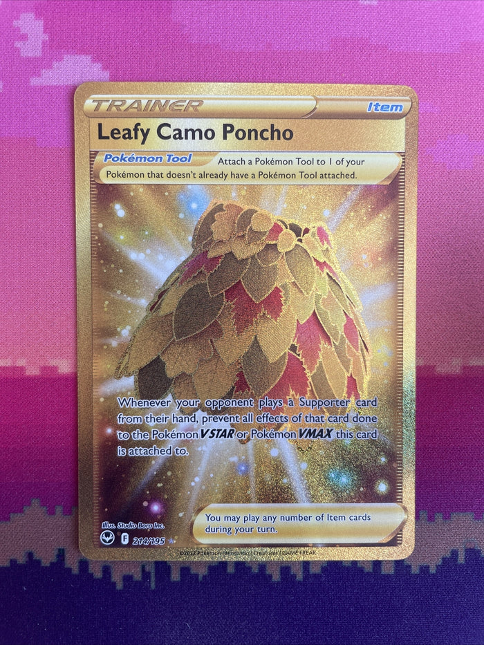 Pokemon Card Leafy Camo Poncho 214/195 Secret Rare Silver Tempest NM