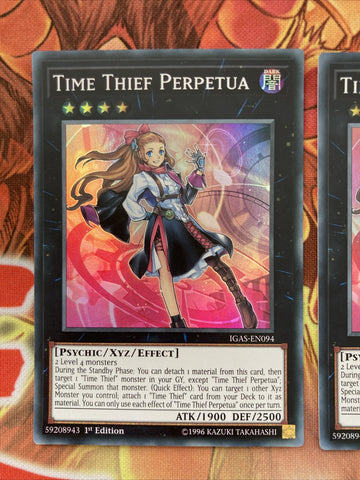 IGAS-EN094 3x Time Thief Perpetua Super Rare mixed Edition Mint YuGiOh Card (back)