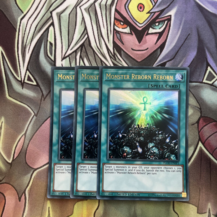 FLOD-ENSP1 x3 Monster Reborn Reborn Ultra Rare Excellent Condition Yugioh