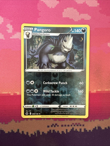 Pokemon Card Pangoro Crown Zenith Reverse Holo Rare 080/159 Near Mint