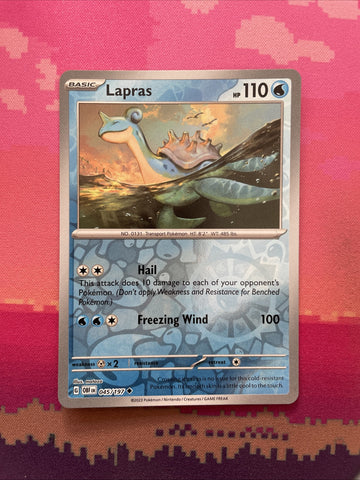 Pokemon Card Lapras Obsidian Flames Reverse Holo 045/197 Near Mint
