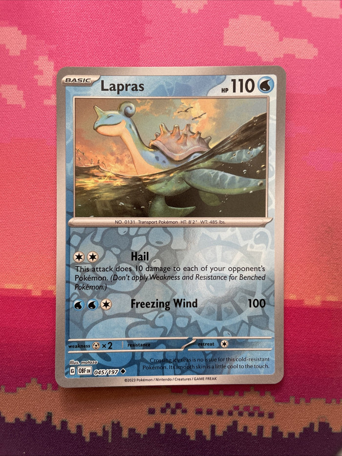 Pokemon Card Lapras Obsidian Flames Reverse Holo 045/197 Near Mint