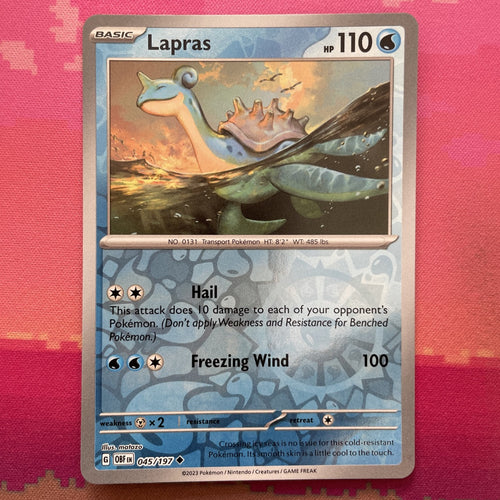Pokemon Card Lapras Obsidian Flames Reverse Holo 045/197 Near Mint