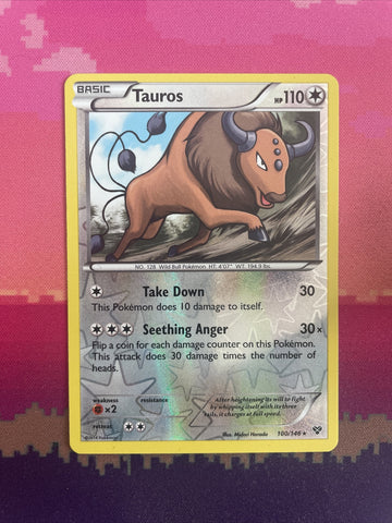 Pokemon Card Tauros XY Base Set Reverse Holo Rare 100/146 Near Mint