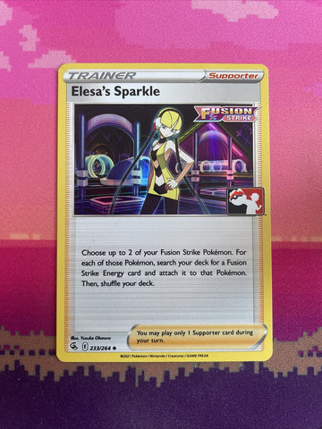 Pokemon Card Elesa's Sparkle Fusion Strike Prize Pack Holo 233/264 Near Mint
