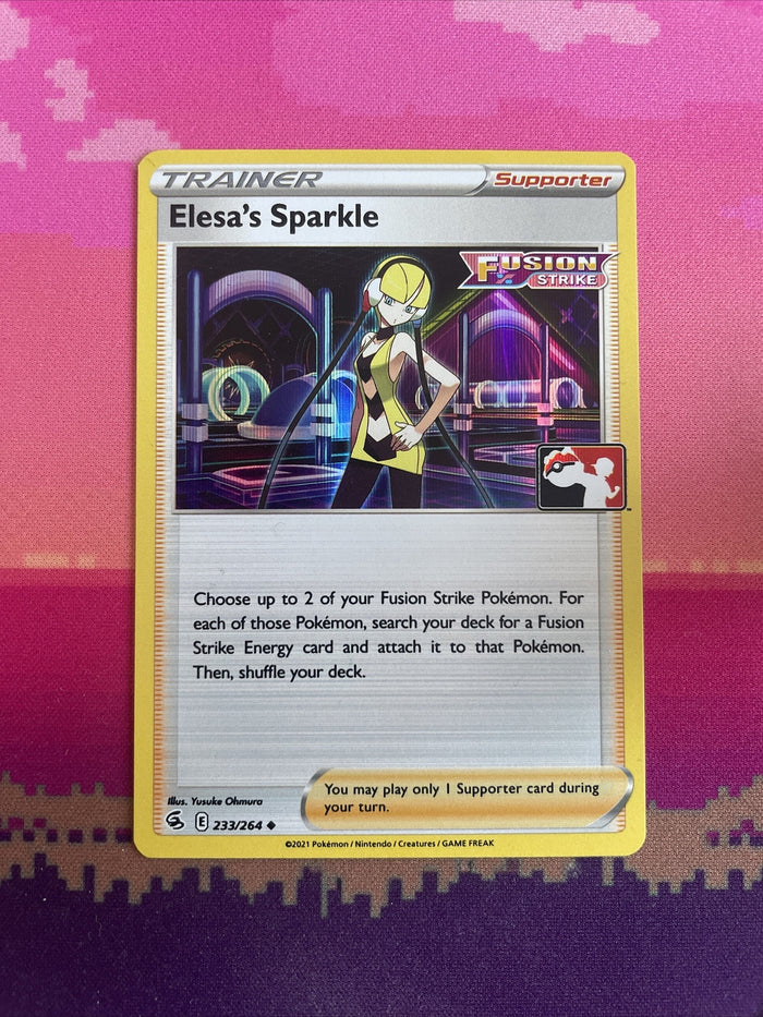 Pokemon Card Elesa's Sparkle Fusion Strike Prize Pack Holo 233/264 Near Mint