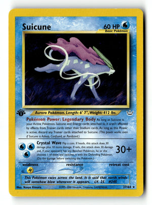 Pokemon Card Suicune (27) 1st Edition LP Neo Revelation 27/64