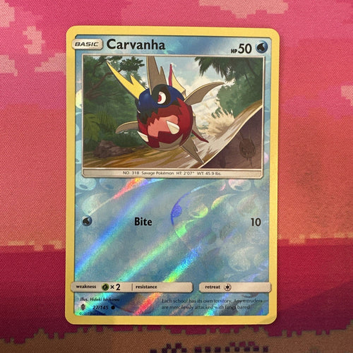 Pokemon Card Carvanha Guardians Rising Reverse Holo 27/145 Near Mint
