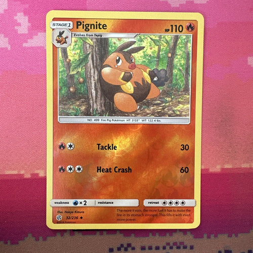 Pokemon Card Pignite Cosmic Eclipse Reverse Holo 32/236 Near Mint