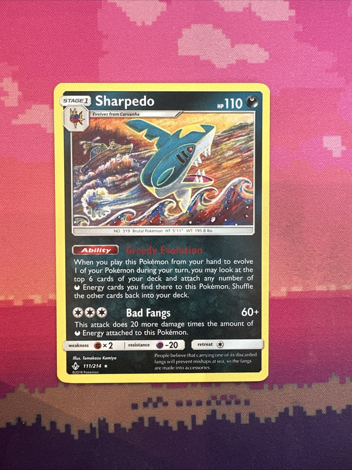 Pokemon Card Sharpedo Unbroken Bonds Rare 111/214 Near Mint