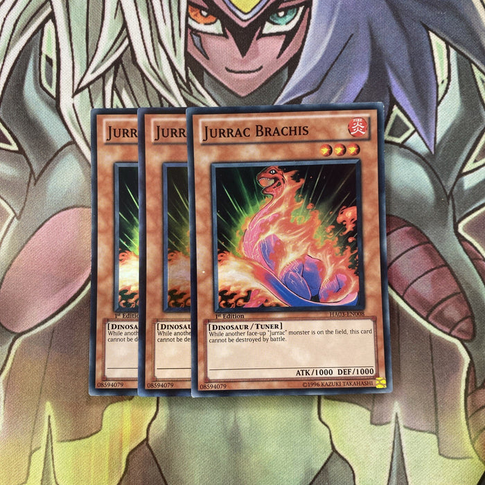 HA03-EN008 x3 Jurrac Brachis Super Rare Excellent Condition Yugioh
