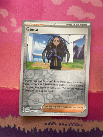 Pokemon Card Geeta Obsidian Flames Reverse Holo 188/197 Near Mint