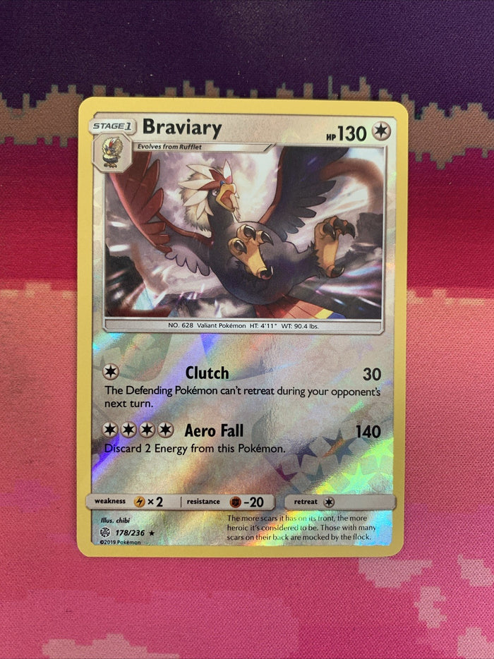 Pokemon Card Braviary Cosmic Eclipse Reverse Holo Rare 178/236 NM
