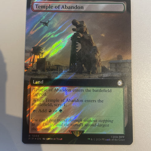 Temple Of Abandon SURGE FOIL BORDERLESS - Fallout Excellent Magic MTG